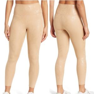 CARBON 38 NWT METALLIC SNAKE HIGH RISE 7/8th LEGGINGS TAN EXTRA SMALL SMALL MED